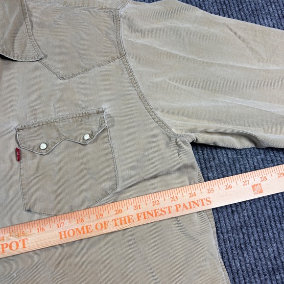 Vintage Levi's Shirt Men's XL Corduroy Western Tan Pearl Snap Long Sleeve Cotton - Picture 5 of 10